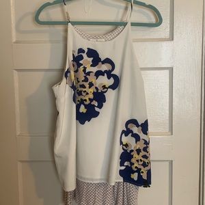 Anthropologie Porridge floral layered swing tank